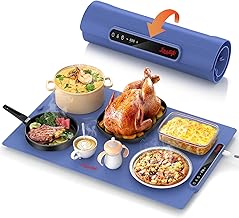 Laudlife Electric Warming Mat for Food, Roll-Up Silicone Heating Pad with 7 Adjustable Tempmaster Levels, Foldable Warming...