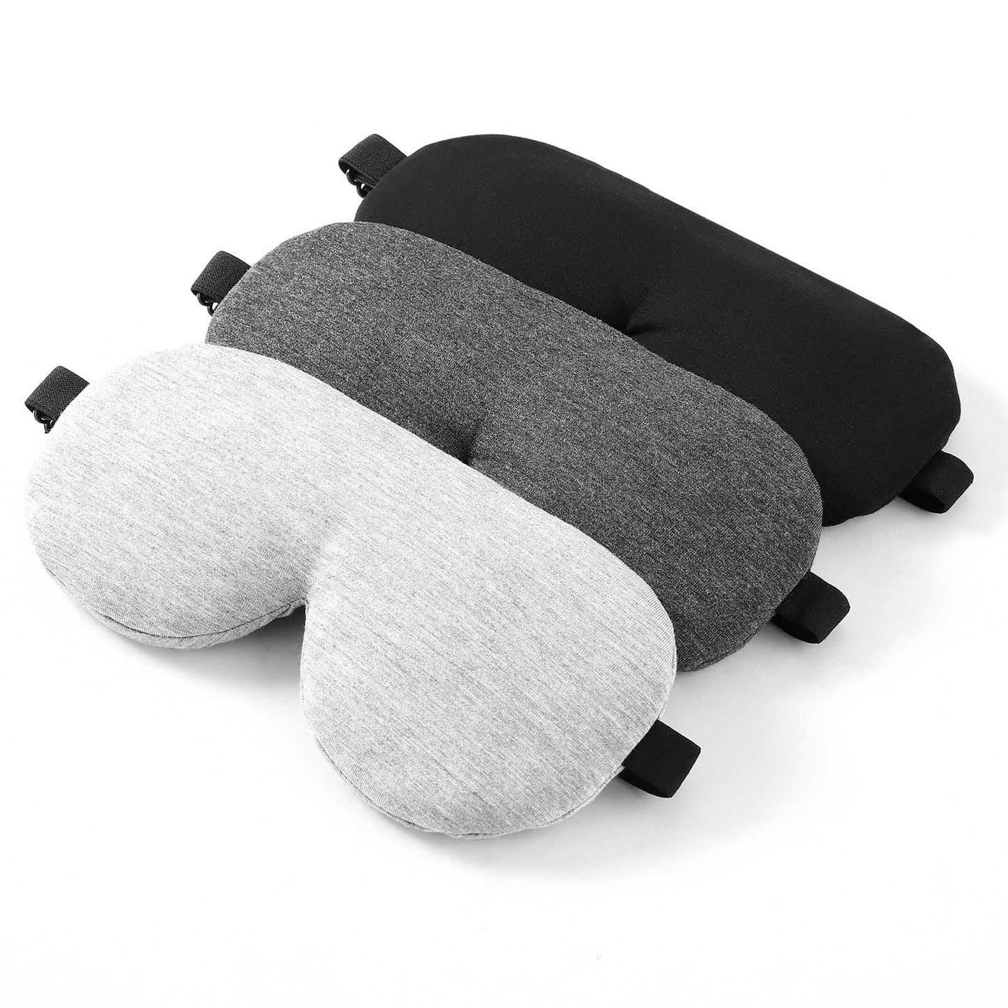 ALASKA BEAR 3 Pack Sleep Eye Masks Organic Cotton Cool Bamboo - Contoured Inserts for Pressure Free and 100% Light Blocking, Lightweight for Home or Travel Use (Black, Grey, Silver)