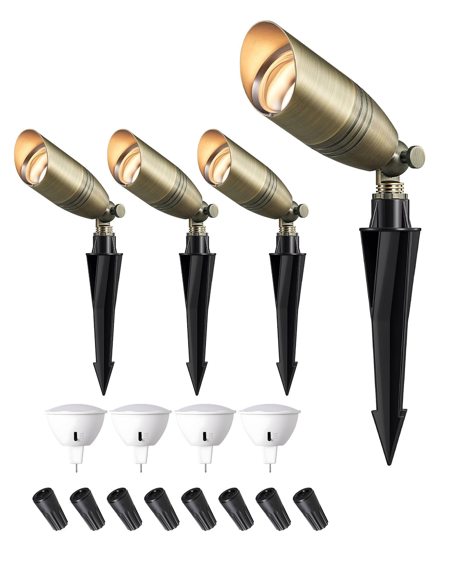 Edishine Solid Brass Landscape Spotlights 12V Led Low Voltage Landscape Lights 3Cct Mr16 Bulb Included Bronze Heavy Duty Waterproof Spot Lights Outdoor Lighting For Garden Yard Tree 4 Pack