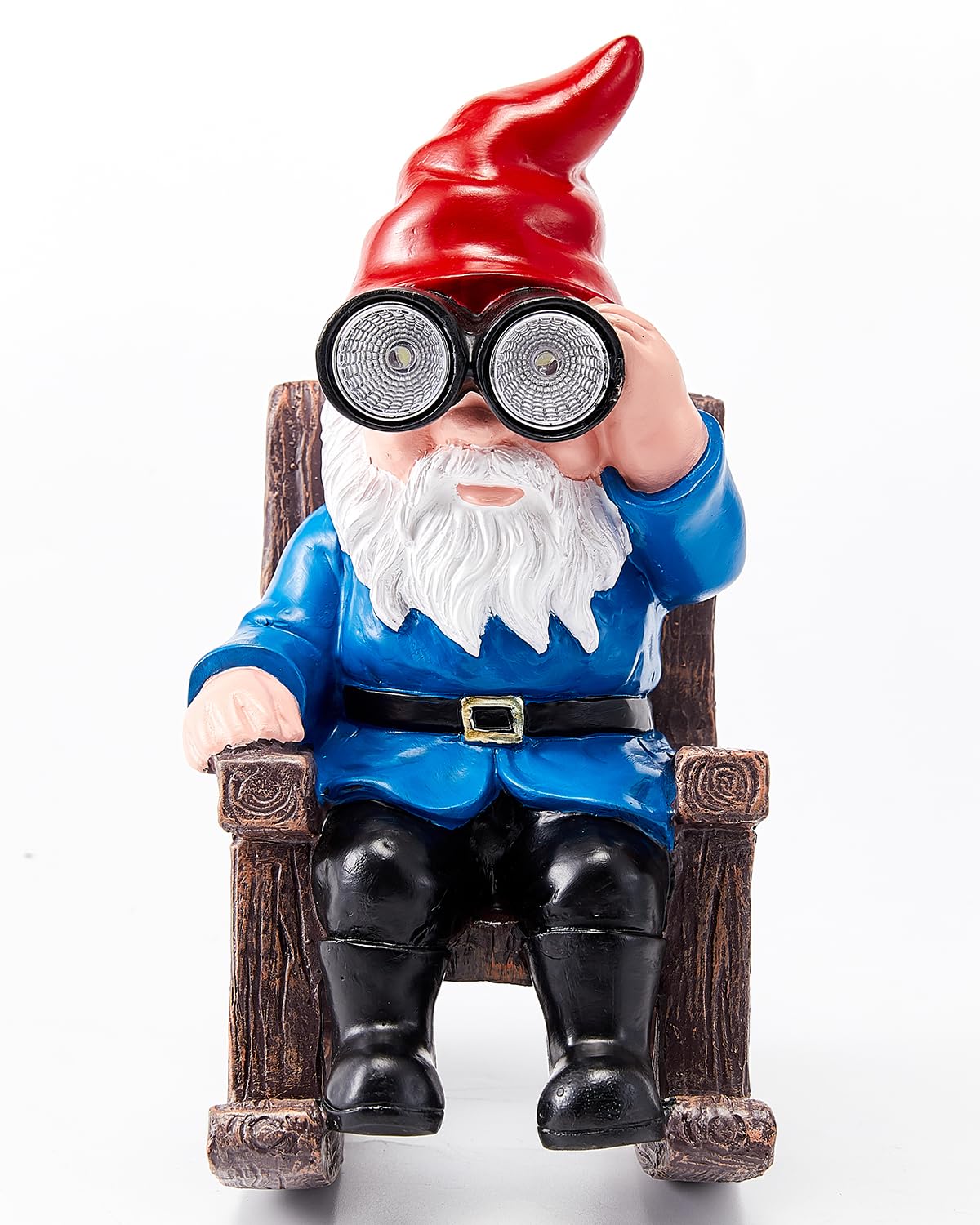 Galotrek Solar Garden Gnome Statues Resin Gnome Figurines Sitting On Rocking Chair Outdoor Telescope Gnome Gifts For Yard Patio Decor Gift