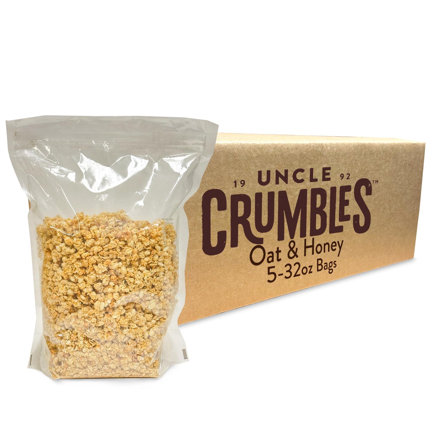 Uncle Crumbles 10lb Bulk Granola Bulk Bags Oat & Honey - Gluten Free Kosher Non-GMO - Oat Cereal for Restaurants Food Service and Events - (5) 2lb Bags
