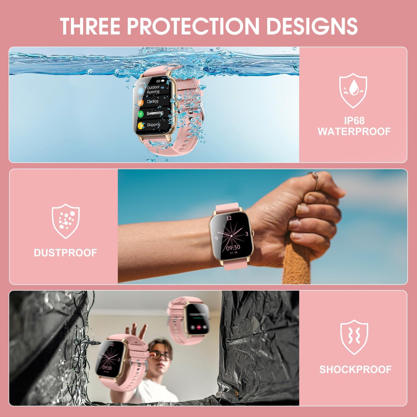 Smart Fitness Watch For Men Women(Answer/Make Calls), Hd Touch Screen With Heart Rate Sleep Monitor, Sports Modes, Ip68 Waterpro