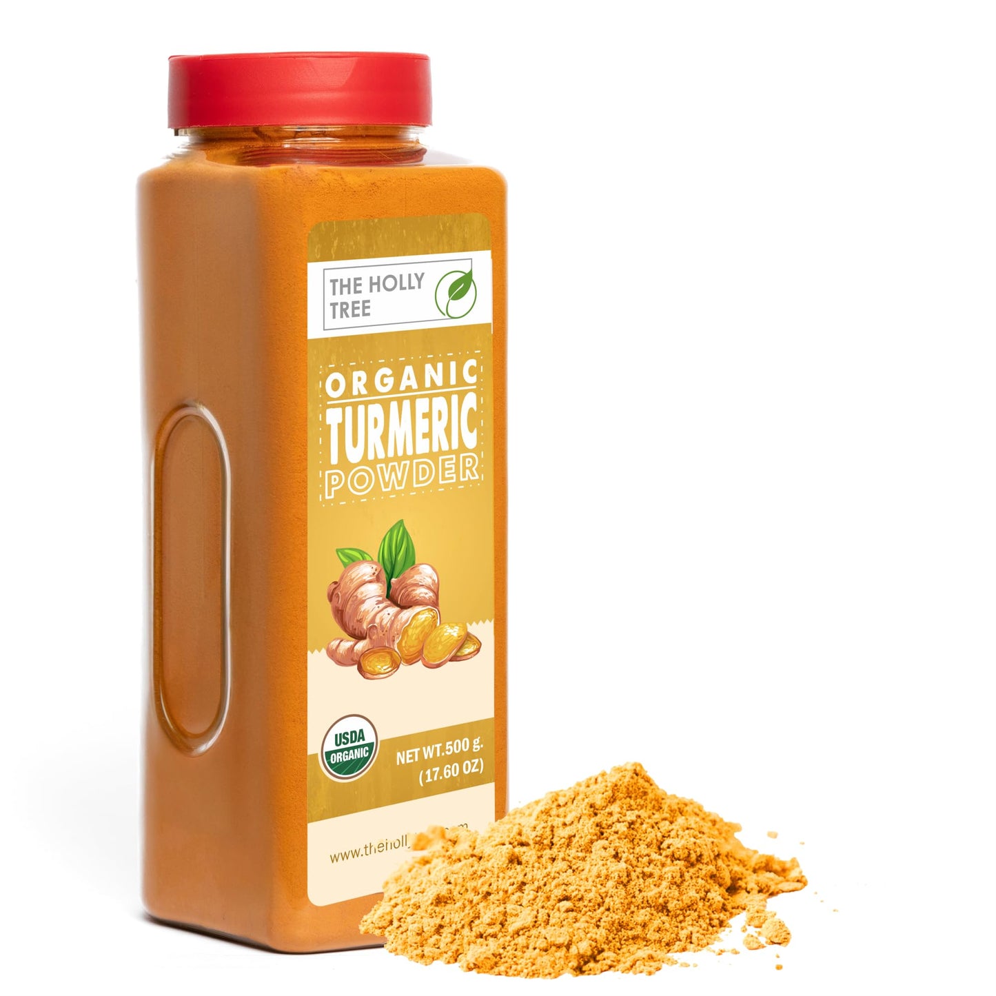 Organic Turmeric Powder 17.60 oz - Turmeric Powder Organic for Cooking Drinks & Skin - USDA Certified Ground Turmeric Spice Gluten Free - The Holly Tree