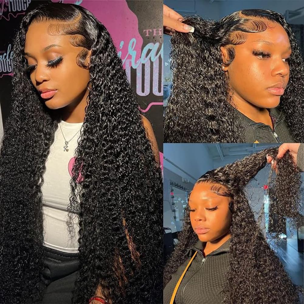 WSTQAQH Water Wave Lace Front Wigs Human Hair 13x6 HD Transparent Lace Frontal Wigs Human Hair Pre Plucked 200% Density Water Wa