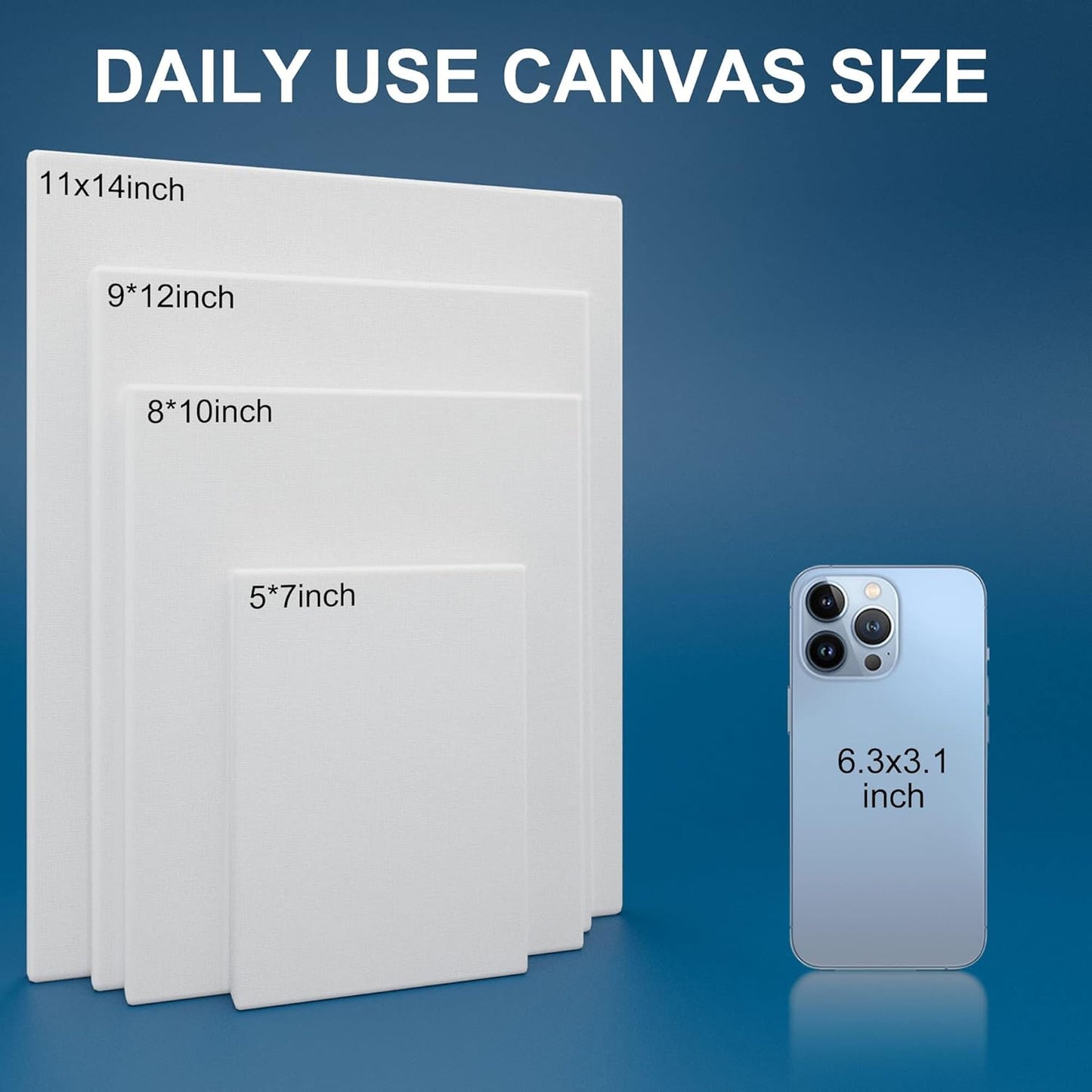 Stretched Canvases for Painting 11x14 Inch 7-Pack, 10 oz Triple Primed Acid-Free 100% Cotton Blank Canvas, Art Canvases for Oil Paint Acrylics Pouring & Wet Art Media, Pour Painting