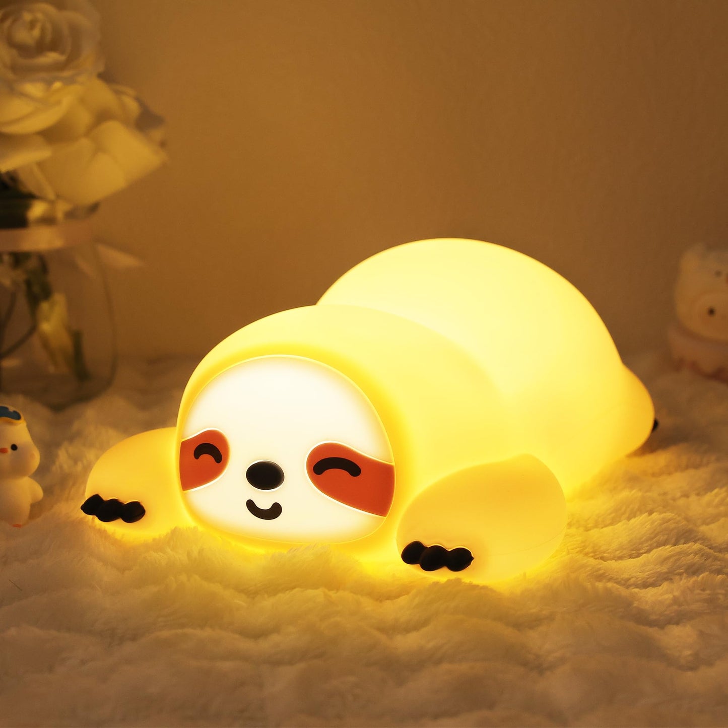 CoolGift Mart Sloth Gifts, Cute Animal Silicone Night Light with USB Rechargeable, Touch Control & Timer, Suitable for Breastfee