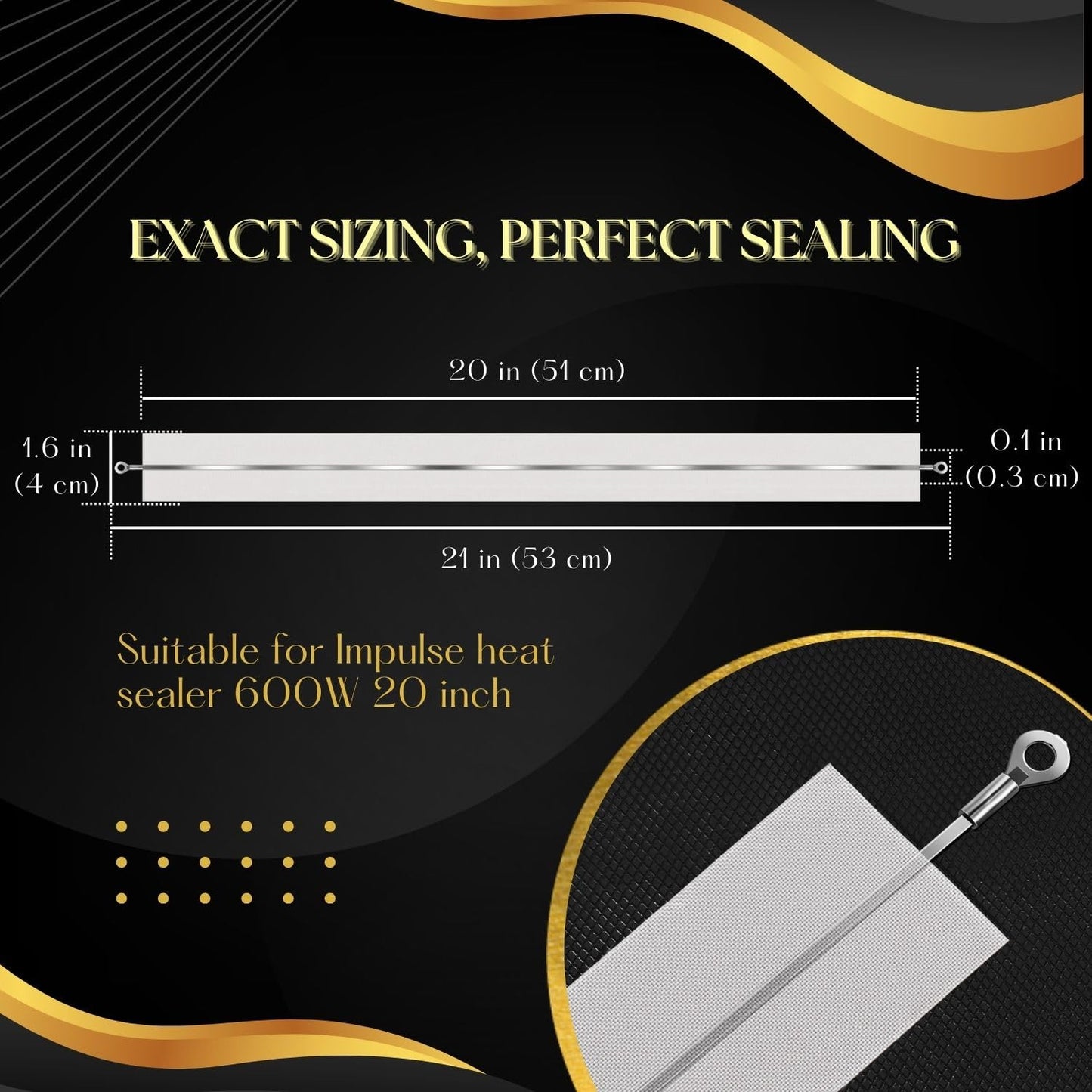 Flexzion Impulse Sealer Replacement Parts Repair Kits for Flexzion Impulse Heat Sealer 600W 20-inch Heat Sealers, PTFE & Heat Seal Strips, Replacement Elements, Pack of 10