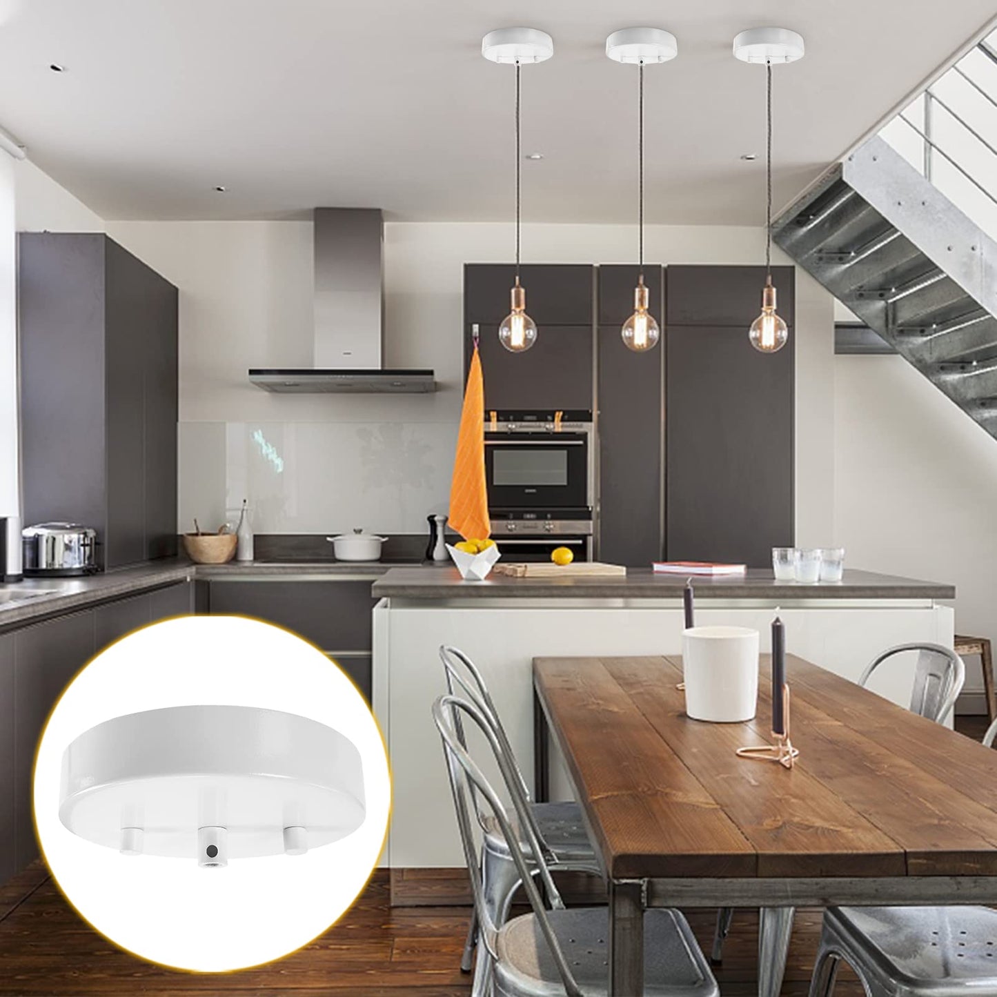 Sangle Sopffy Pendant Light Canopy Kit 4.7 Inches Ceiling Lighting Canopy Kit With All Mounting Hardware Modern Chandelier Ceiling Plate Cover For Pendant Lighting Fixtures White (White)
