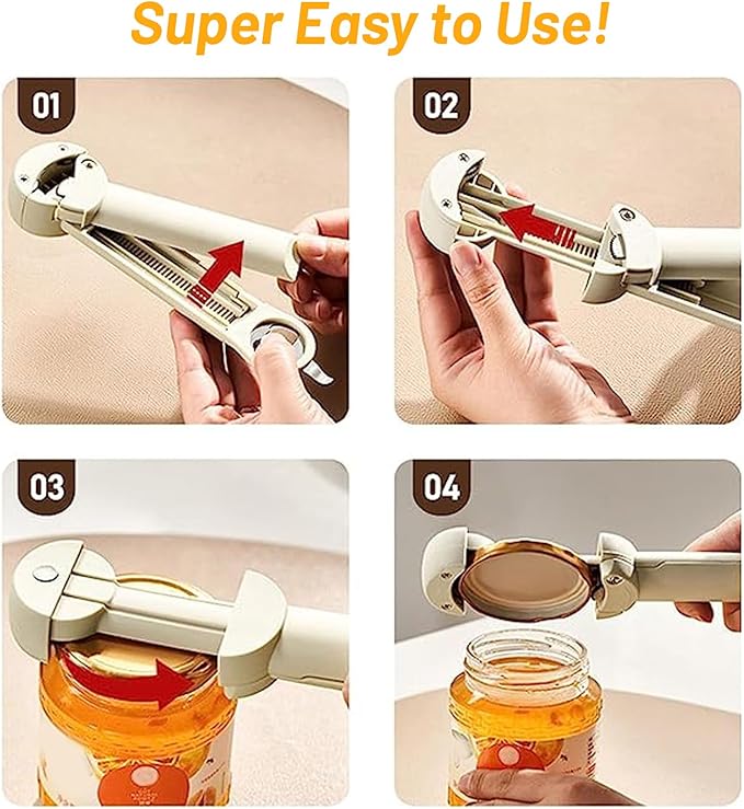 3 in 1 Jar Opener Bottle Opener Beer Soda Can Opener Manual, Adjustable Cap Screwer Jar Openers for Weak Hands Gifts for Seniors or Arthritis, Bottle Opener Magnet for Kitchen Storage (Red)