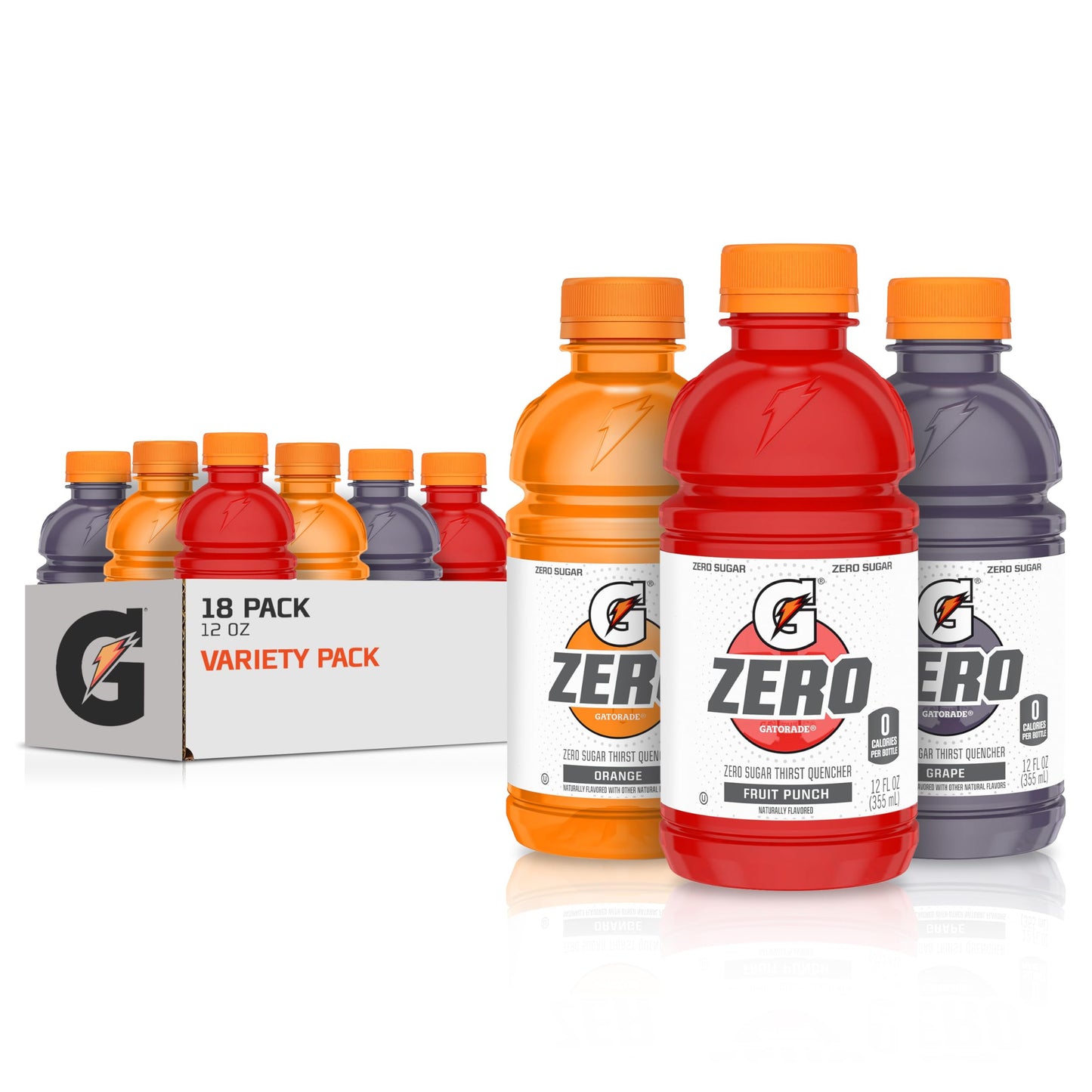 Gatorade G Zero Sports Drink Fruit Punch Orange G Variety Pack 12 Fl Oz (Pack of 18)