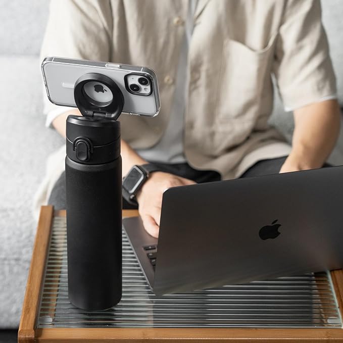 RHINOSHIELD AquaStand Magnetic Bottle 23 oz | Stainless Steel Insulated Sport Bottle w/MagSafe Handle, Adjustable Tripod, Rounded Spout & Leak-Proof - Purdue University - Boiler Up® - Dark