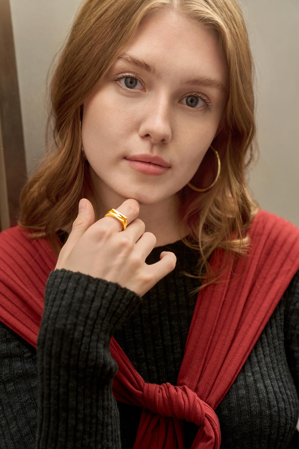 Cicy Bell Womens 18k Gold Plated Initial Statement Rings Bold Letter Personalized Initial Stacking Rings