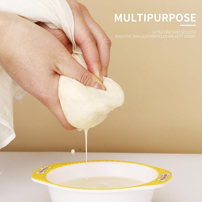 4 PCS Reusable Cheese Cloths for Straining, 20x20 Inch Hemmed Cheesecloth, 100% Cotton Unbleached Cloth Strainer for Coffee Brewing Cooking, Baking, Juicing, Straining, Cheese Making