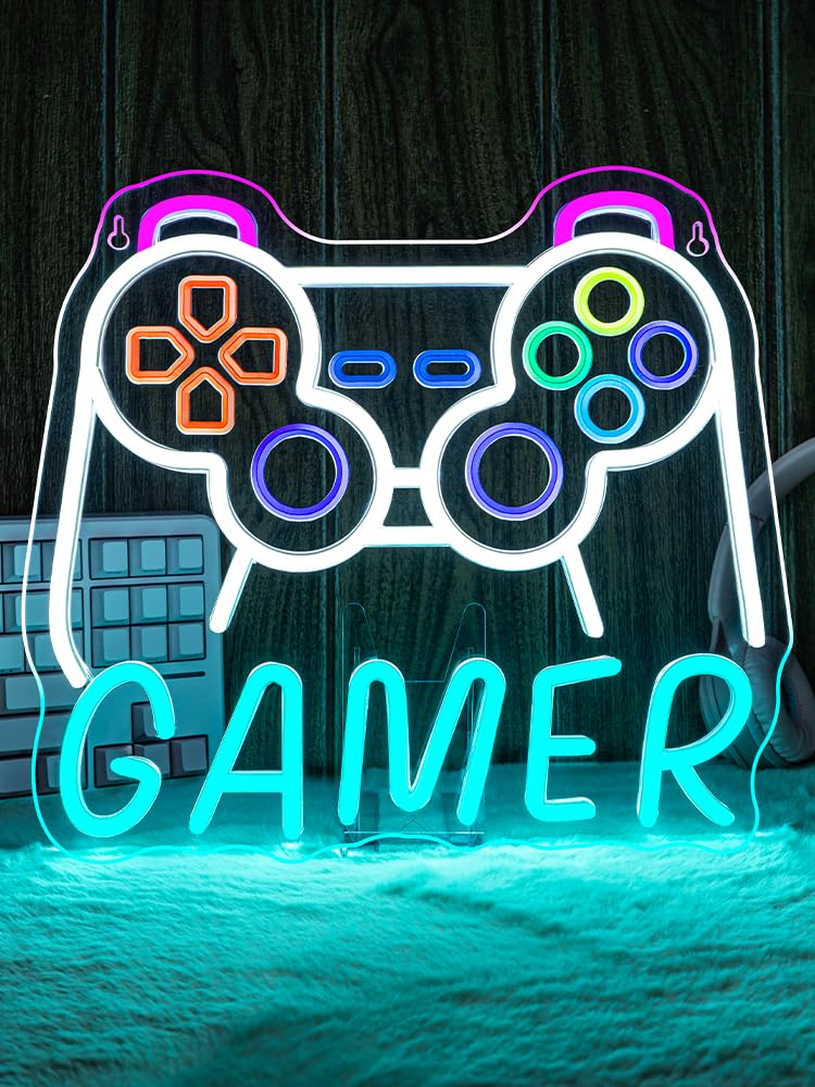 Horseneon Gamer Neon Sign Led Lights Wall Decor For Gaming Rooms Neon Signs Esports Setups & Gamer Caves Usb-Powered With Adjustable Brightness Retro Arcade Lighting