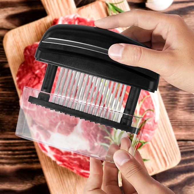 Meat Tenderizer with 48 Stainless Steel Ultra Sharp Needle Blades Heavy Duty Cooking machine for Tenderizing Beef, Turkey, Chicken, Steak, Veal, Pork, Fish etc