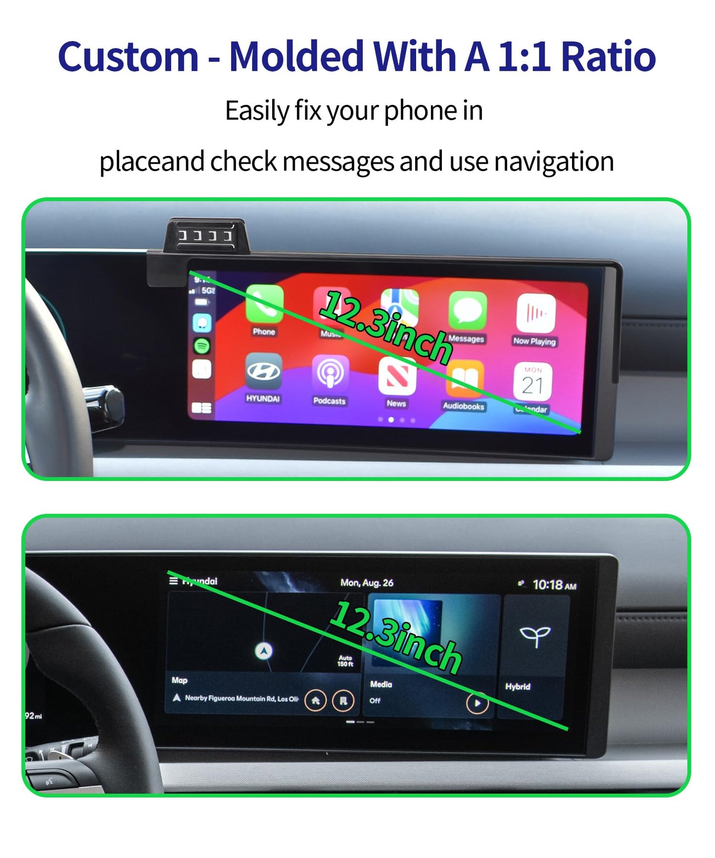Masergogo Car Phone Holder For 2025 Hyundai Tucson/Tucson Hybrid, 360 Rotation, 12.3 Inch Screen Fixed Clip, Auto Accessories Na