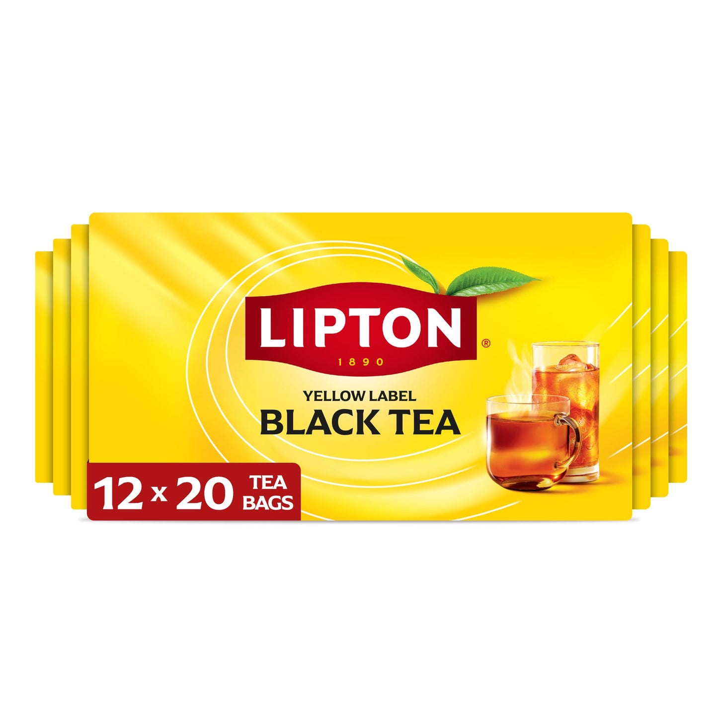 Lipton Black Tea Bags Hot or Iced High Caffeine Tea 240 Total Bags (20ct - Pack of 12)