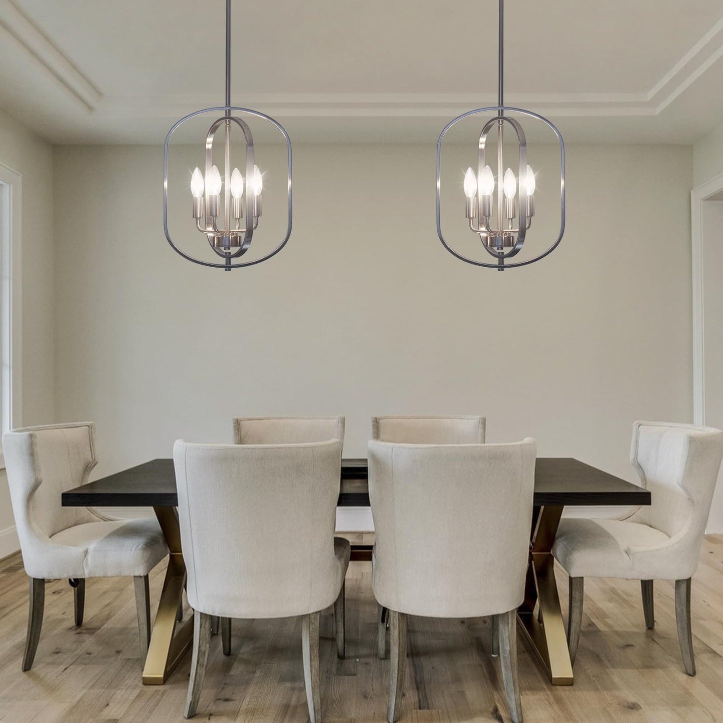 Nickel Chandelier Light Modern Farmhouse Chandeliers For Dining Room Light Fixture Adjustable Pendant Lights Kitchen Island Foyer Lighting Fixtures Rustic Kitchen Chandelier For Entryway Living Room