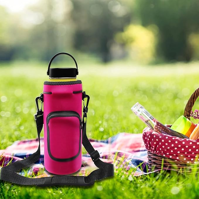 AF-WAN Carrier Water Bottle Insulation Sleeve,Waterproof, Anti-Slip, Anti-Scratch Pouch with Shoulder Strap, Compatible with Owala Insulated Stainless Steel Water Bottle (Rose Red, For 32 oz)