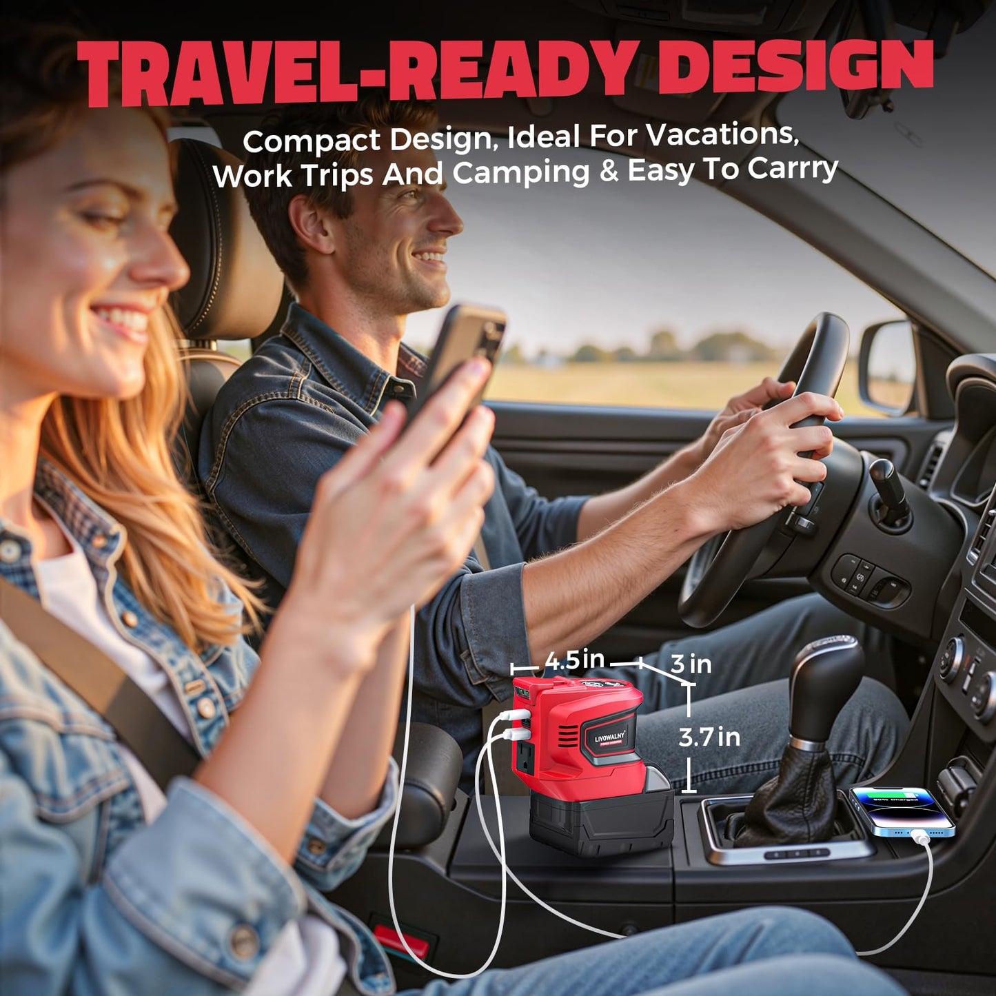 2Pcs 200W Power Inverter For Milwaukee, Livowalny Dc 18V To Ac 110-120V Battery Inverter, Portable Battery Adapter Phone Charger
