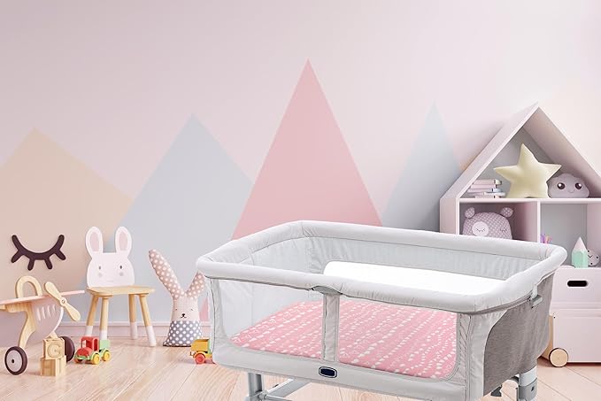 Bassinet Sheets Girl– 5-Pack Soft Fitted Bassinet Sheets, Organic Cotton, Breathable & Cozy, Fits 32x16x4 Inch Rectangle, Oval & Hourglass Mattresses (Lavender-Pink)