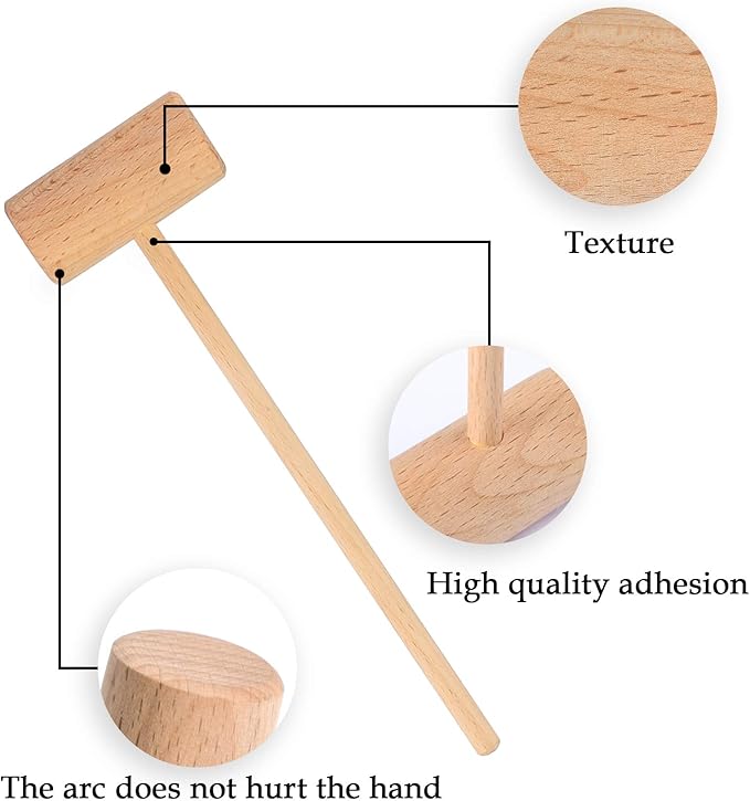 8.26" Wooden Crab Mallets Crab Hammers Lobster Seafood Crackers (16 pieces)