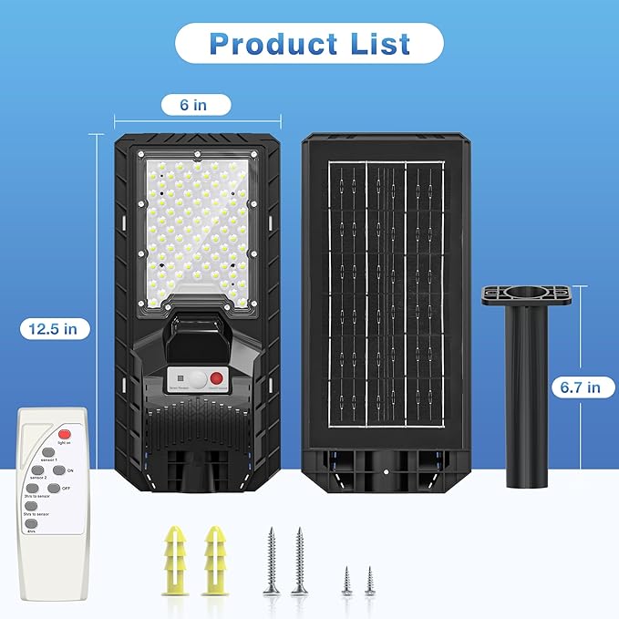 Solar Lights Outdoor Waterproof - 6500K Solar Street Lights Outdoor IP66 Waterproof LED Flood Light with Motion Sensor and Remote Parking Lot Lights Dusk to Dawn for Backyard/Outside/Garage 4Packs