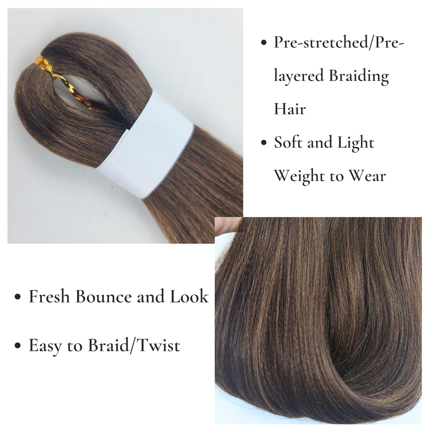 Dark Honey Brown Boho Braiding Hair Mixed Synthetic Deep Wave Boho Braids Hair for Braiding