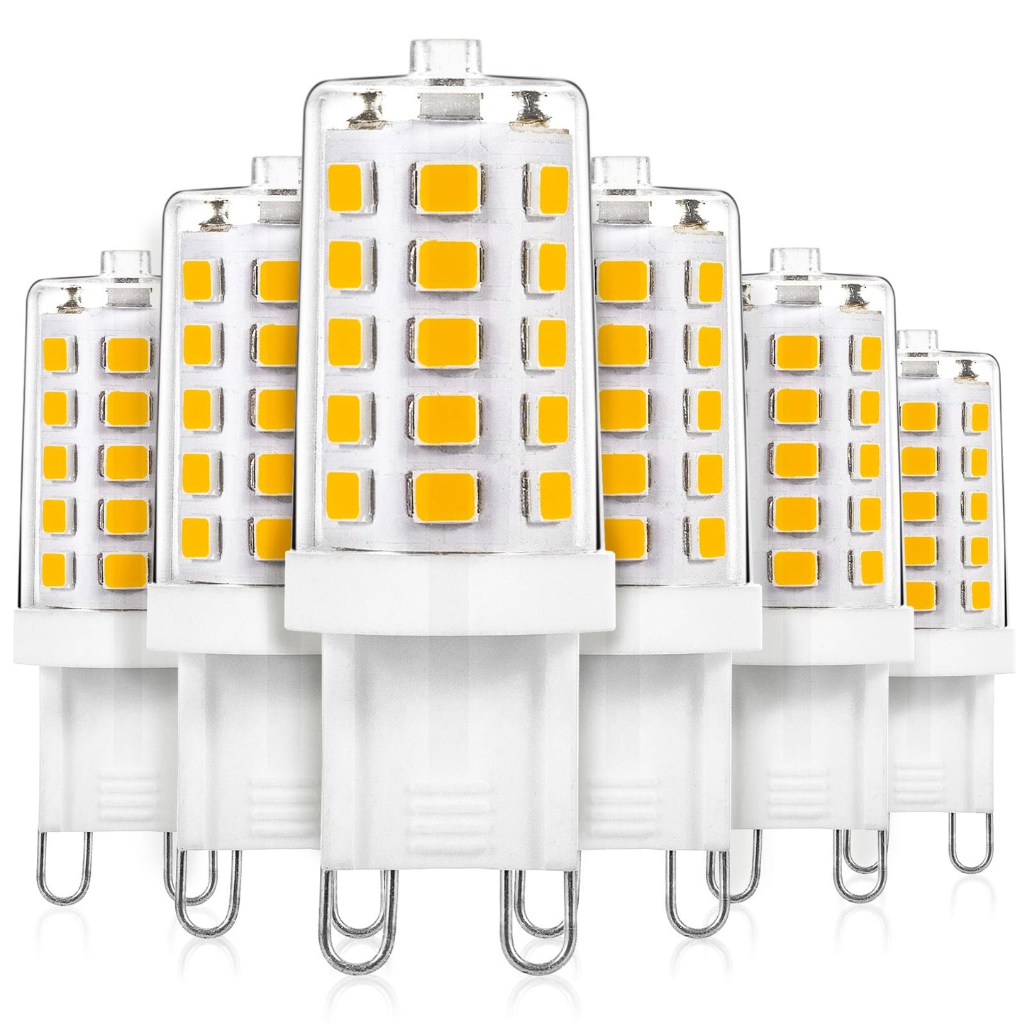 Joutameili 6 Pack G9 LED Bulb Soft Warm White 2700K 4W Equivalent 40 Watt, No Flicker LED G9 Bulb, T4 Halogen Light Lamp Replace