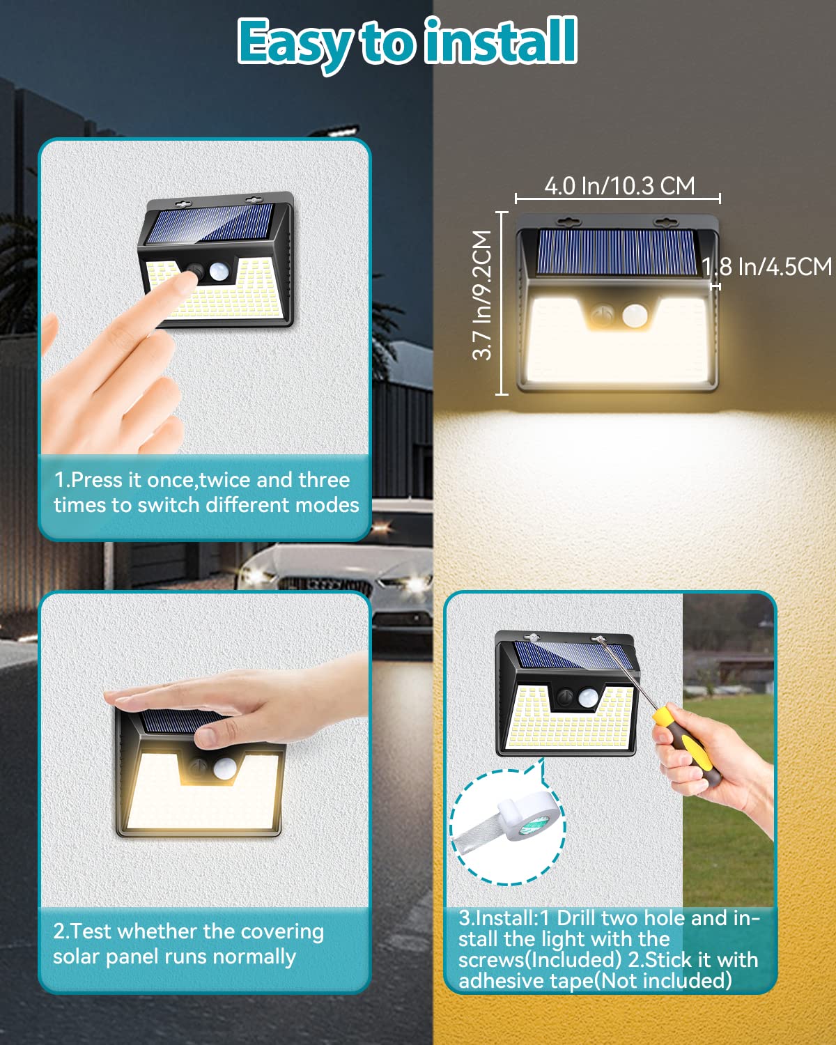 kolpop Solar Wall Lights, 12 Pack, 140 LED, Motion Sensor, IP65 Waterproof, Warm White, Model KP-WS18PY-12-US
