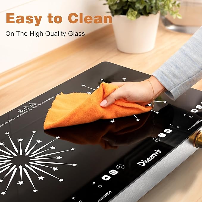 2 Burner Electric Cooktop 110V - 24 Inch Countertop Electric Stove with Handles 2000W, Two Burner Ceramic Burner with LCD Touch Screen and Knob Control, Timer, Safety Lock, 120V Plug in