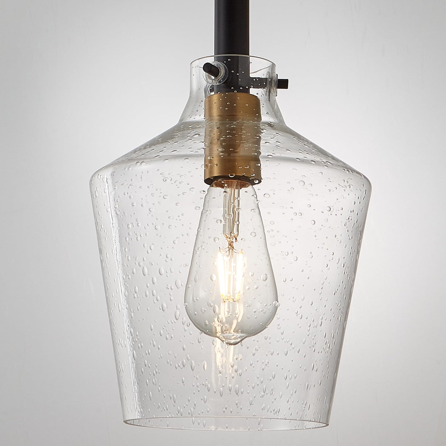 Vaziden Modern Seeded Glass Pendant Lighting For Kitchen Island 1 Pack Farmhouse Black And Gold Pendant Light Fixtures Height Adjustable Ceiling Pendant Light Angled Seeded Glass Shades 8 Inch