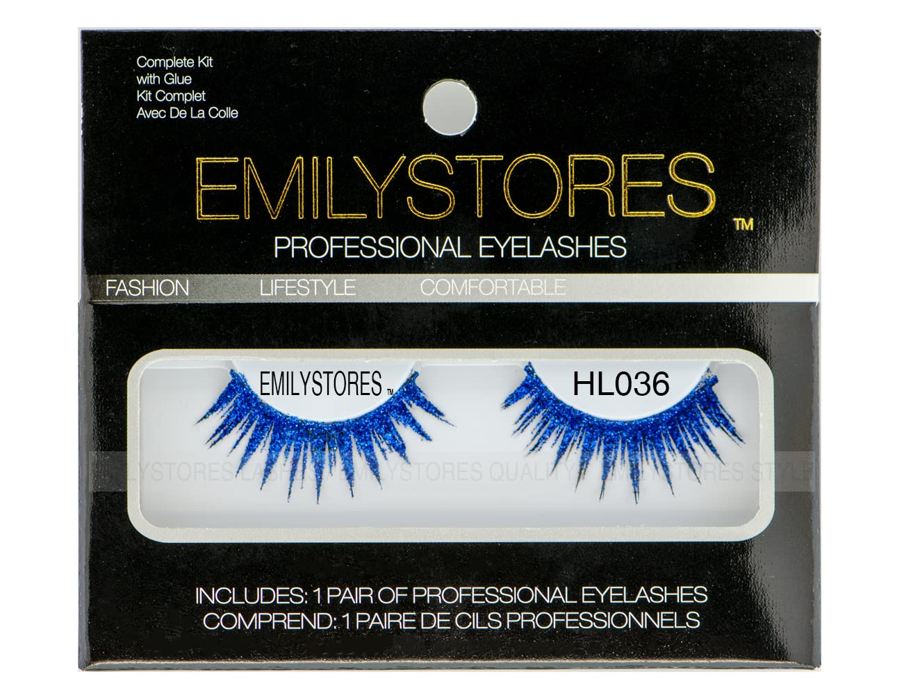 EMILYSTORES Blue Halloween Lashes for Drag Queen Cosplay Fancy Ball Costume Faux Eyelashes 1 Pair, Blue Color