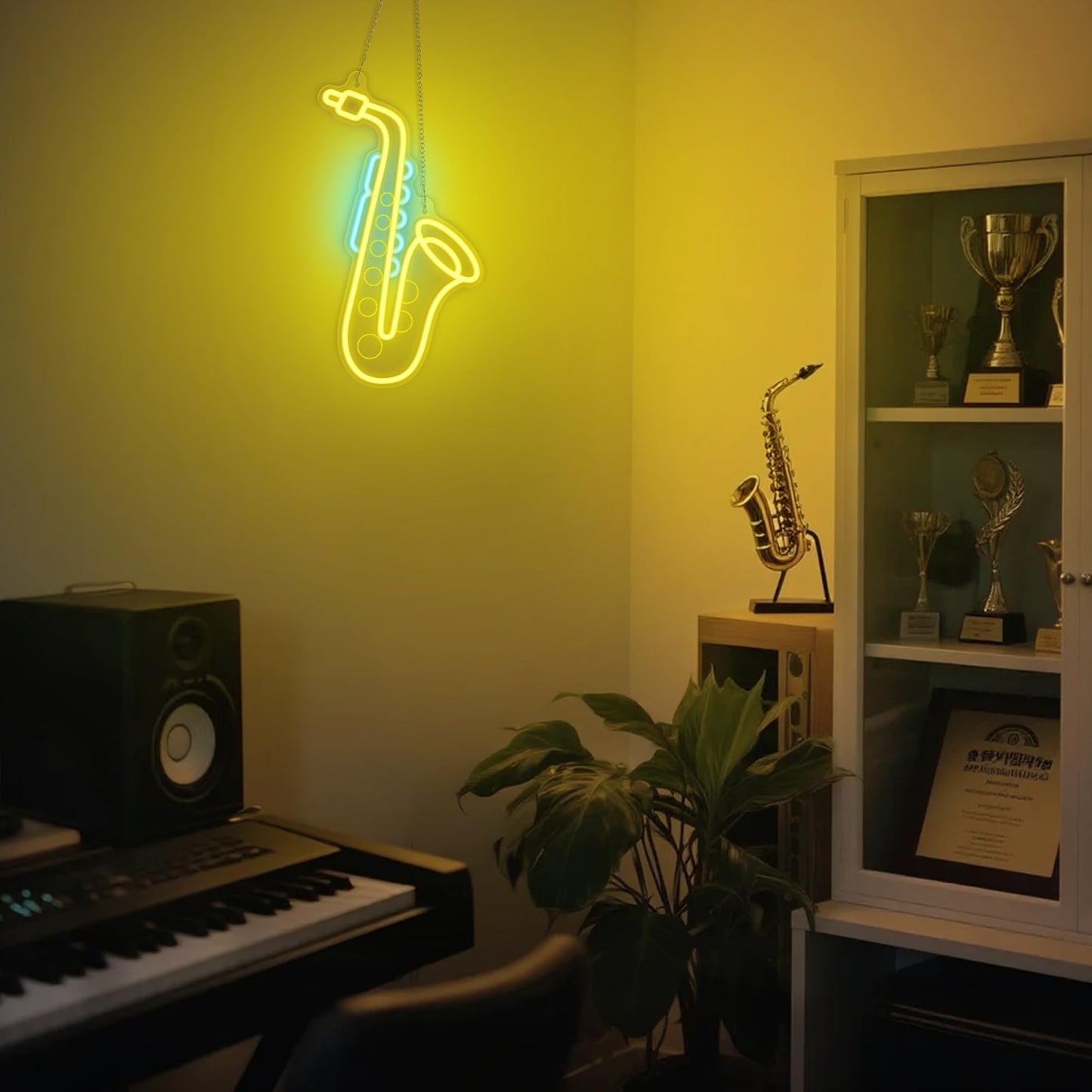 Coolgift Mart Saxophone Neon Sign Dimmable Led Saxophone Room Decor Light With Usb Powered Decorations For Bedroom Living Room Club Music Studio Gifts For Saxophone Enthusiasts Music Lovers