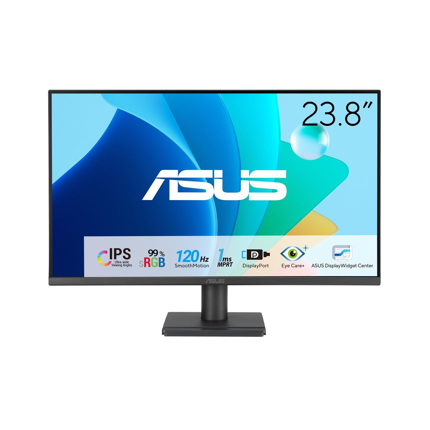 ASUS 24 1080P Eye Care Monitor (VA249QG) - IPS, Full HD, 99% sRGB, Frameless, 120Hz, Adaptive-Sync, 1ms, Speakers, HDMI, Disp