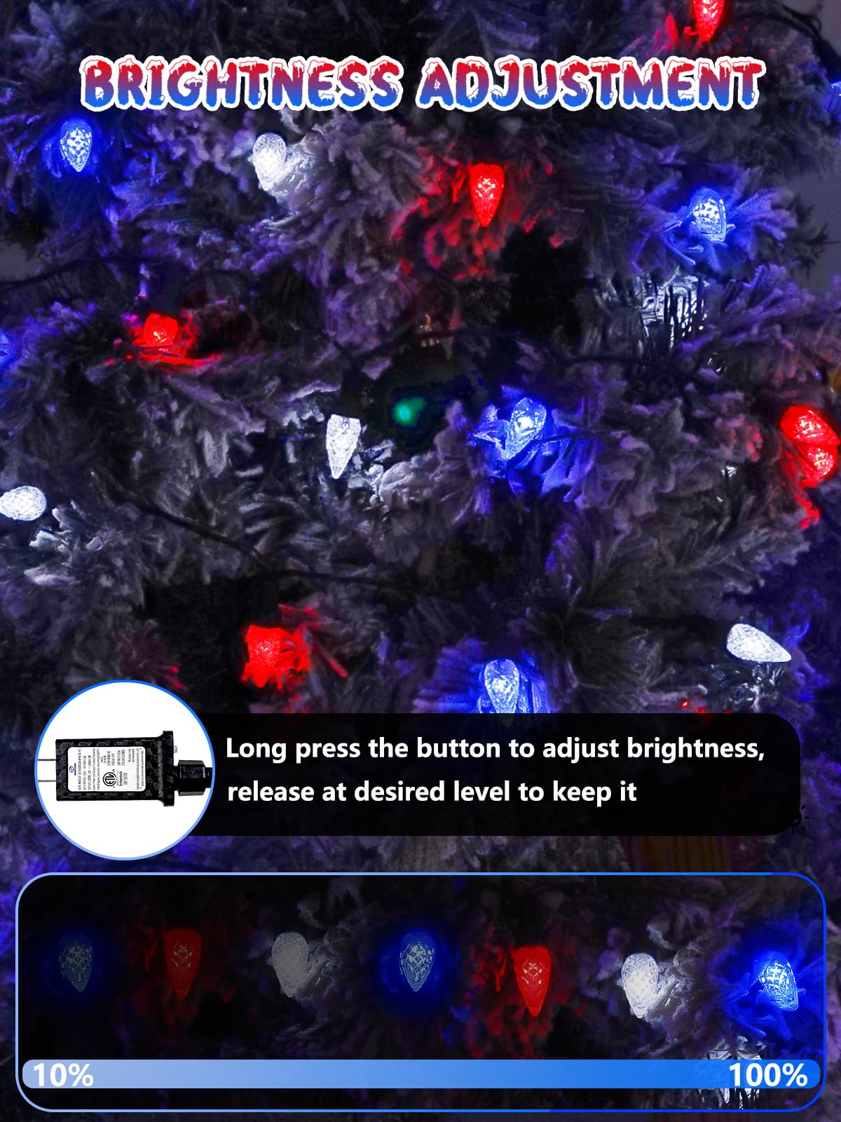 240 Led 78Ft C6 Christmas String Lights Super Long Christmas Lights Outdoor Indoor With 13 Modes & Timer Waterproof Fairy Twinkle Light Plug In For Tree Party Xmas Decorations (Red White And Blue)