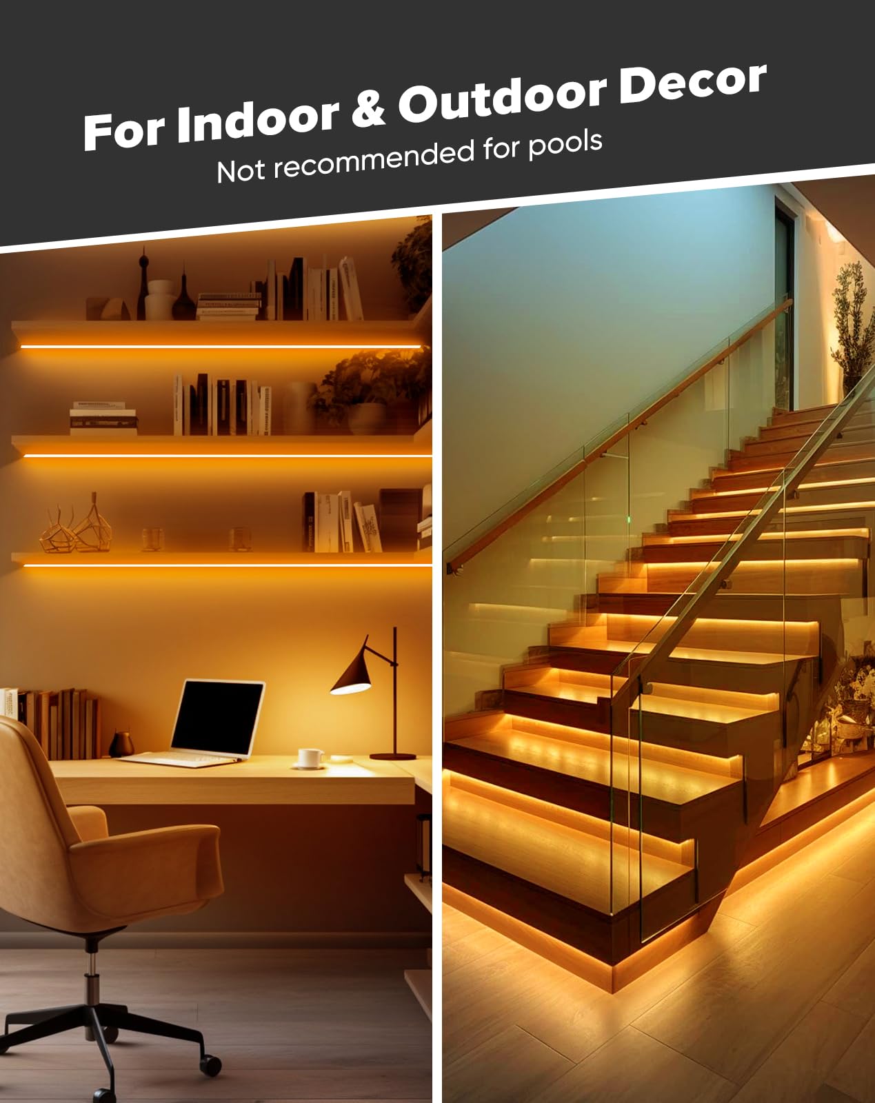 Shine Decor Cob Led Rope Light Ac 120V 800Lm Ultra Bright Ip65 Waterproof Cold-Resistant Etl Neon Strip No Driver Tape Lighting For Home Commercial 10X4.5Mm Amber 50Ft
