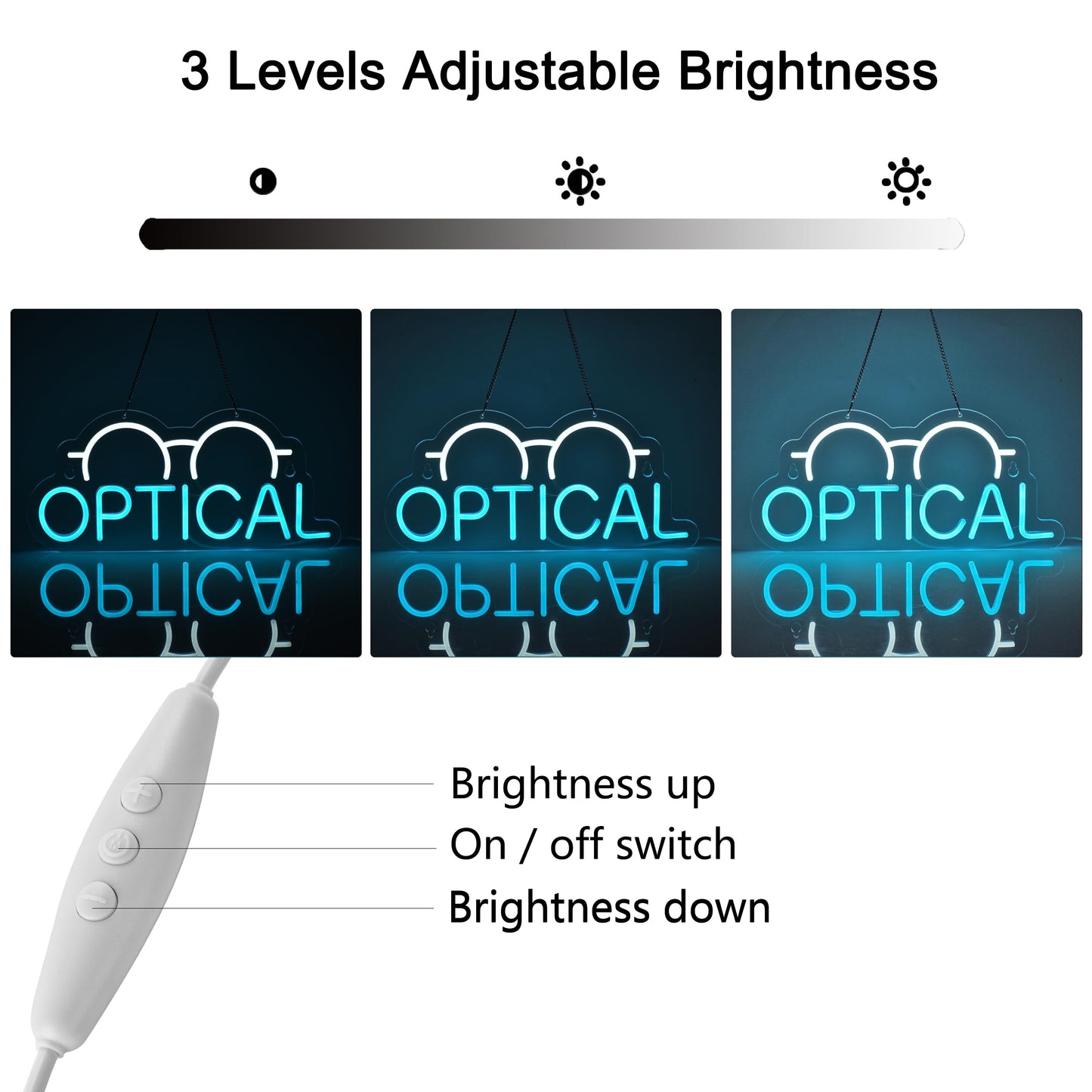 Jomobuty Optical Neon Sign For Wall Decor Led Light Up Sign Eyeglass Store OpticianS Store Eye Exams Optometry Business Signage Grand Opening Gift 16.5 X 7.5