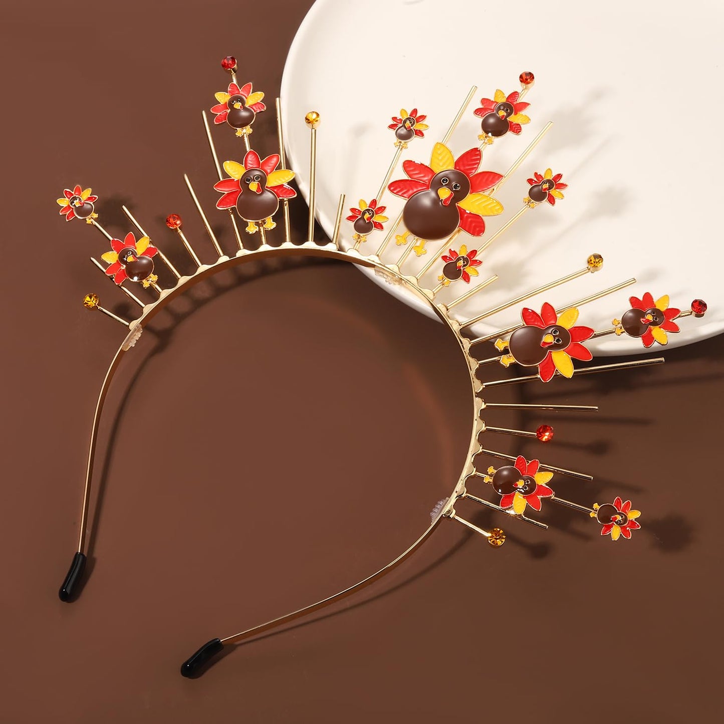 mokkia Thanksgiving Headband for Women Fall Turkey Headbands Halo Crown Thanksgiving Outfits Fall Accessories Costume Party Favo