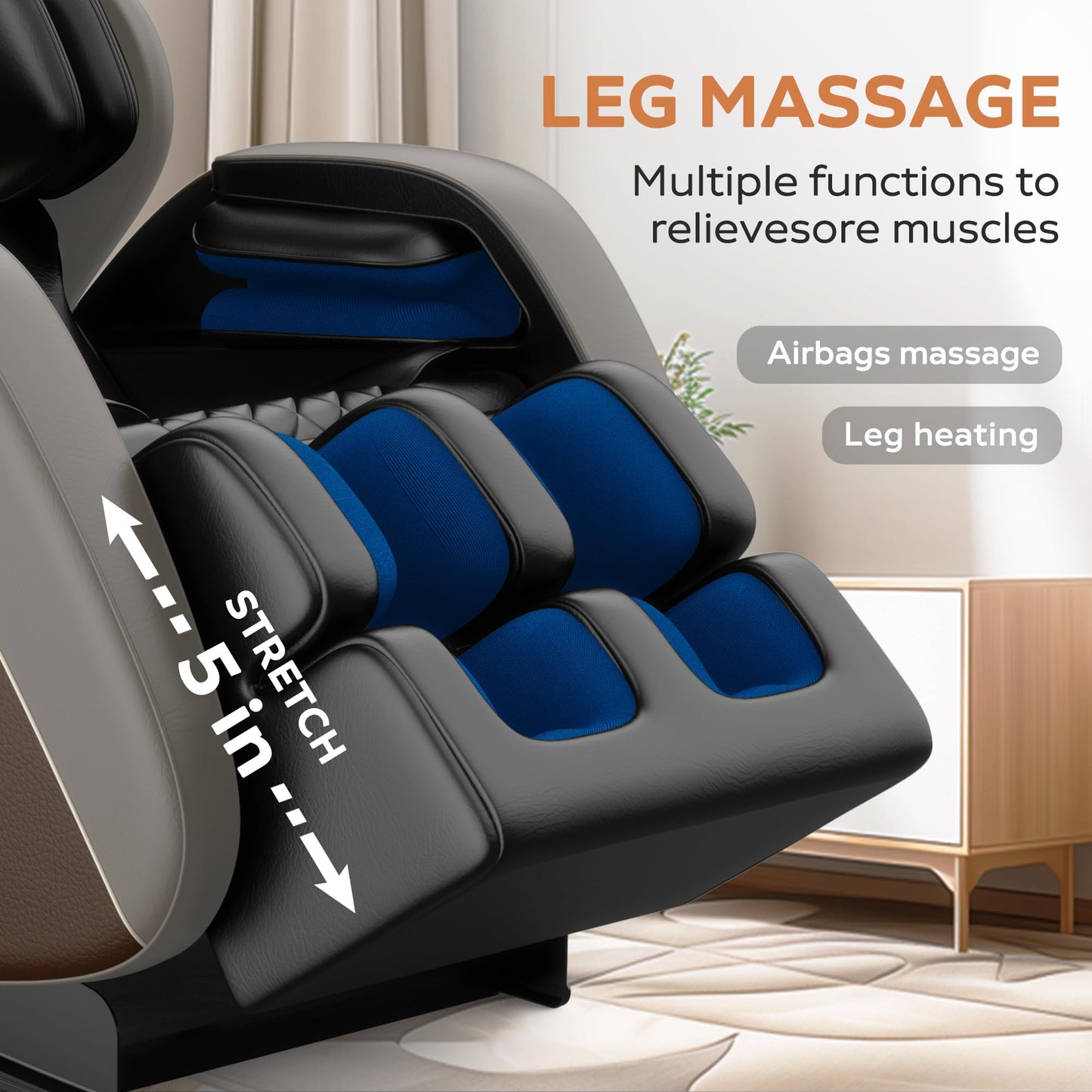 Massage Chair Full Body, Zero Gravity Massage Chair w/ Heat & Foot Roller, Airbags for Shoulders Arms Calves, 6 Massage Rollers,