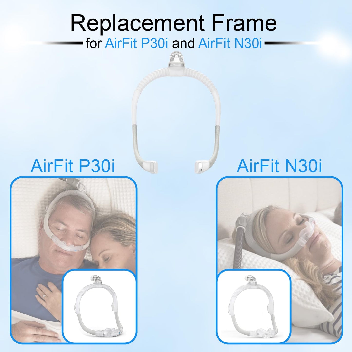 Replacement AirFit P30i N30i Elbow and Frame for Resmed Cpap P30i N30i Pillows Nasal Mask Frame Without Nasal Pillows Cushion - Headgear Not Included - Standard
