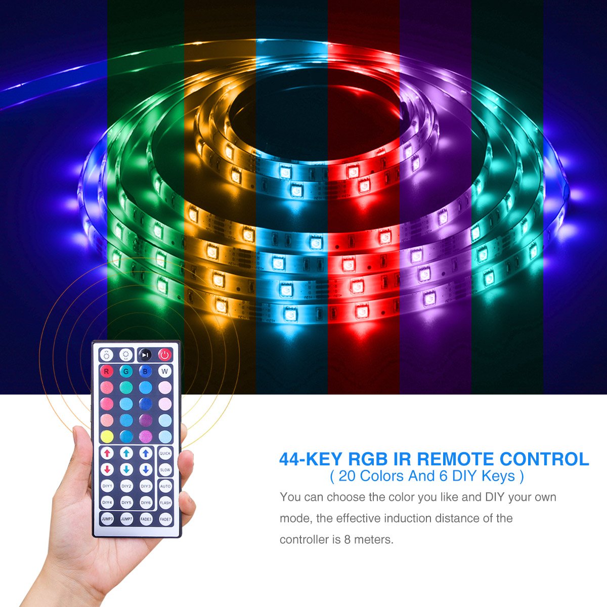 Daybetter Led Strip Lights 16.4Ft, Waterproof, Multicolor, Remote Controlled, Model Flsl-R5131-Rgb-Us