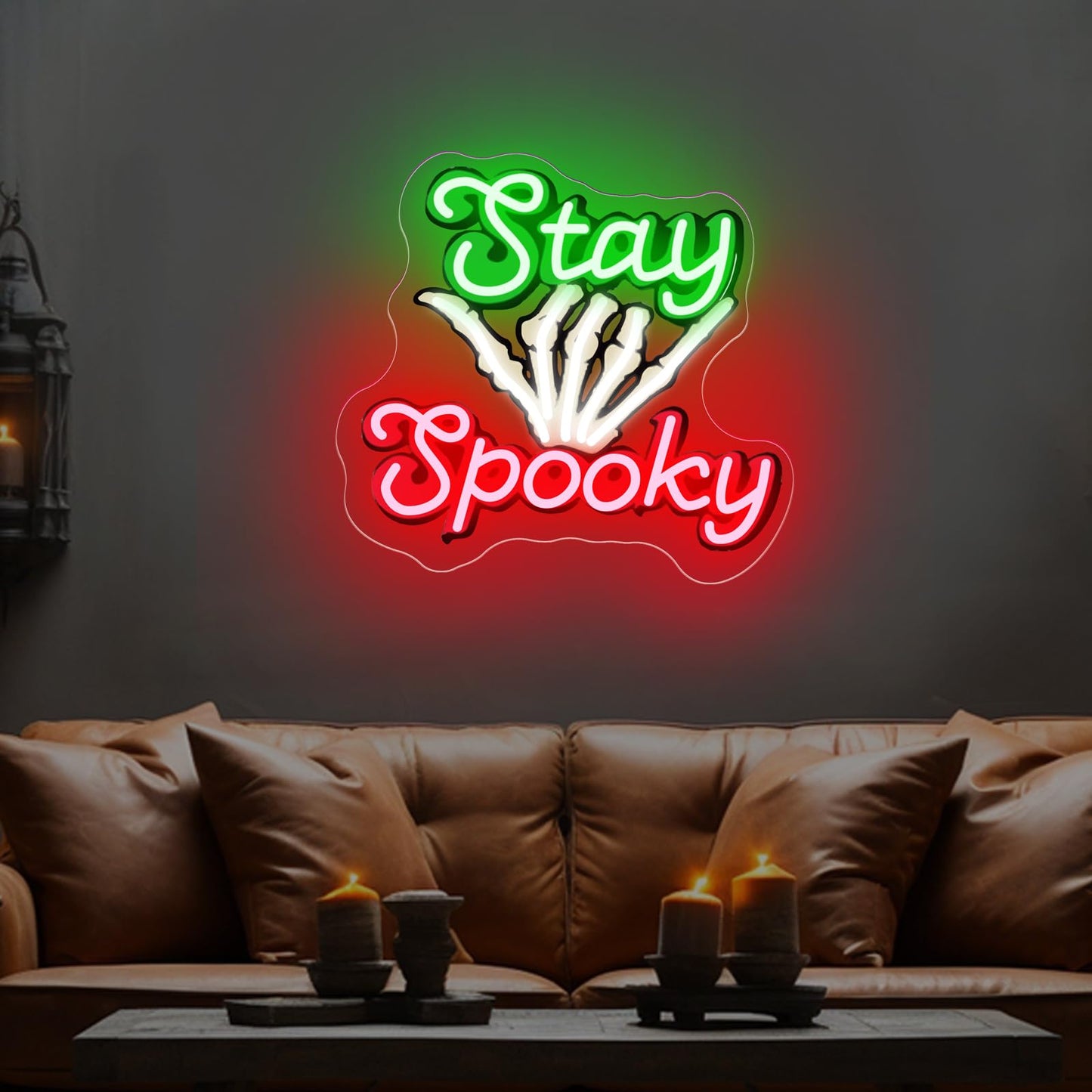 Stay Spooky Neon Sign Custom Halloween Led Light Gothic Decor For Halloween Party Ghost Halloween Personalized Gift 13.8X13