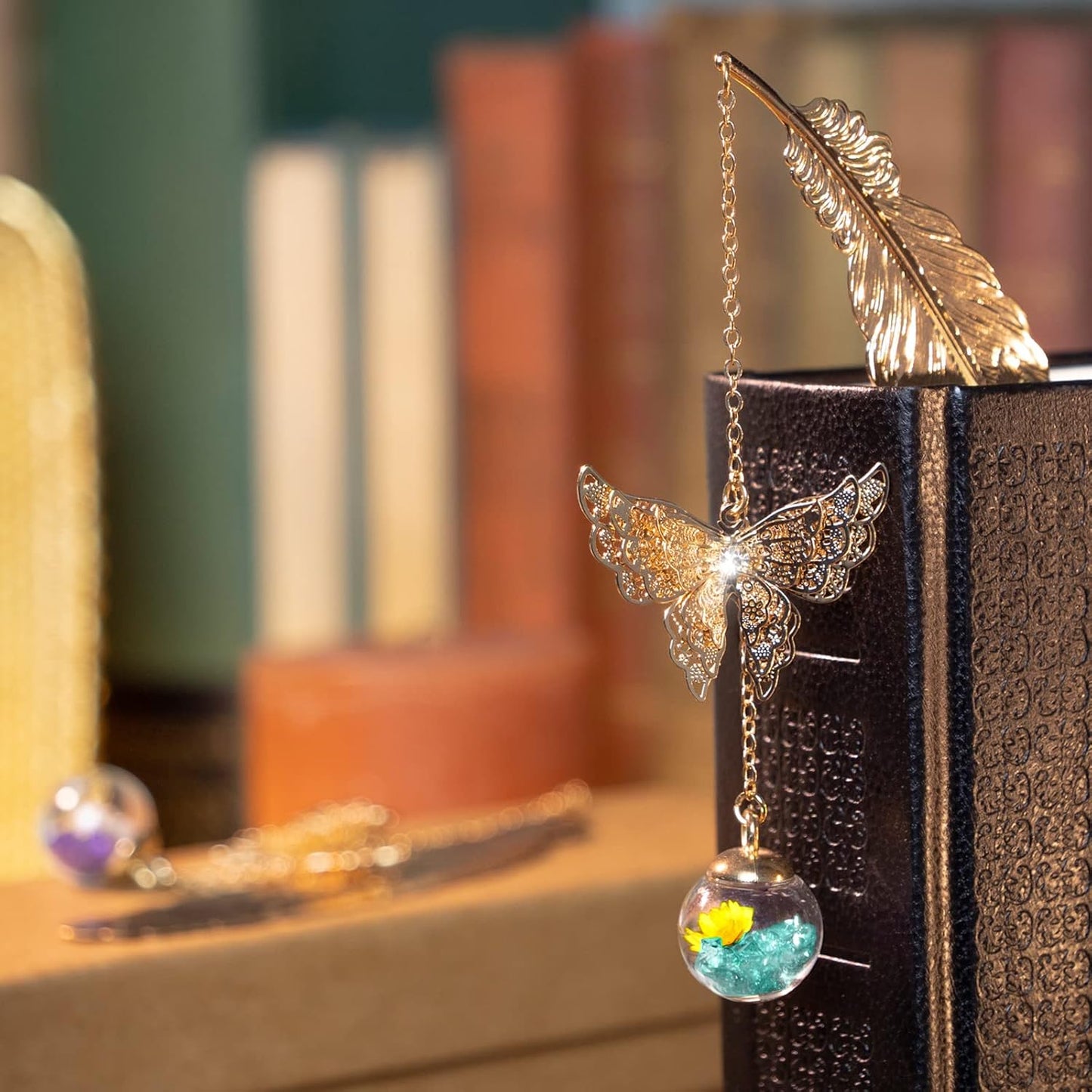 Toirxarn Metal Feather Bookmark with Butterfly Charm β Christmas Gifts for Women, Mom, Teachers, Book Lovers β Stocking Stuffers, Secret Santa, Birthday & Holiday Gift Box