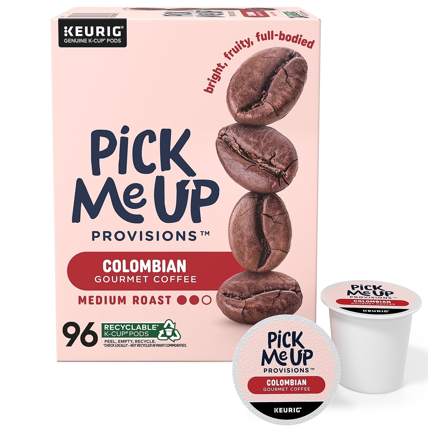 Staples Pick Me Up Provisions K-Cup Coffee Pods Columbian Medium Roast Keurig K-Cups 100% Arabica 96-Pack 4-Boxes