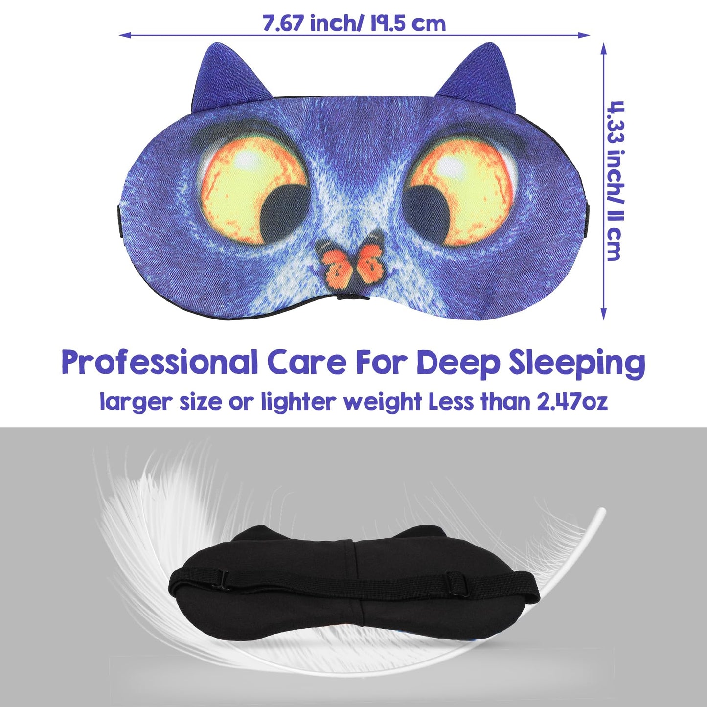 Dimeho 4 Pcs Funny Sleep Mask Cute Animal Blindfolds Soft Adjustable Sleeping Eyeshade Travel Nap Eye Cover for Men Women Plane Game Night Sleeping Cat Dog Pattern