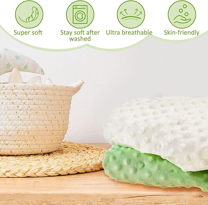 Peryiter 4 Pcs Changing Pad Cover 16 x 32 Inch Ultra Soft Dots Plush Changing Table Covers for Baby Girls and Boys(Green Series Colors,Leaf)