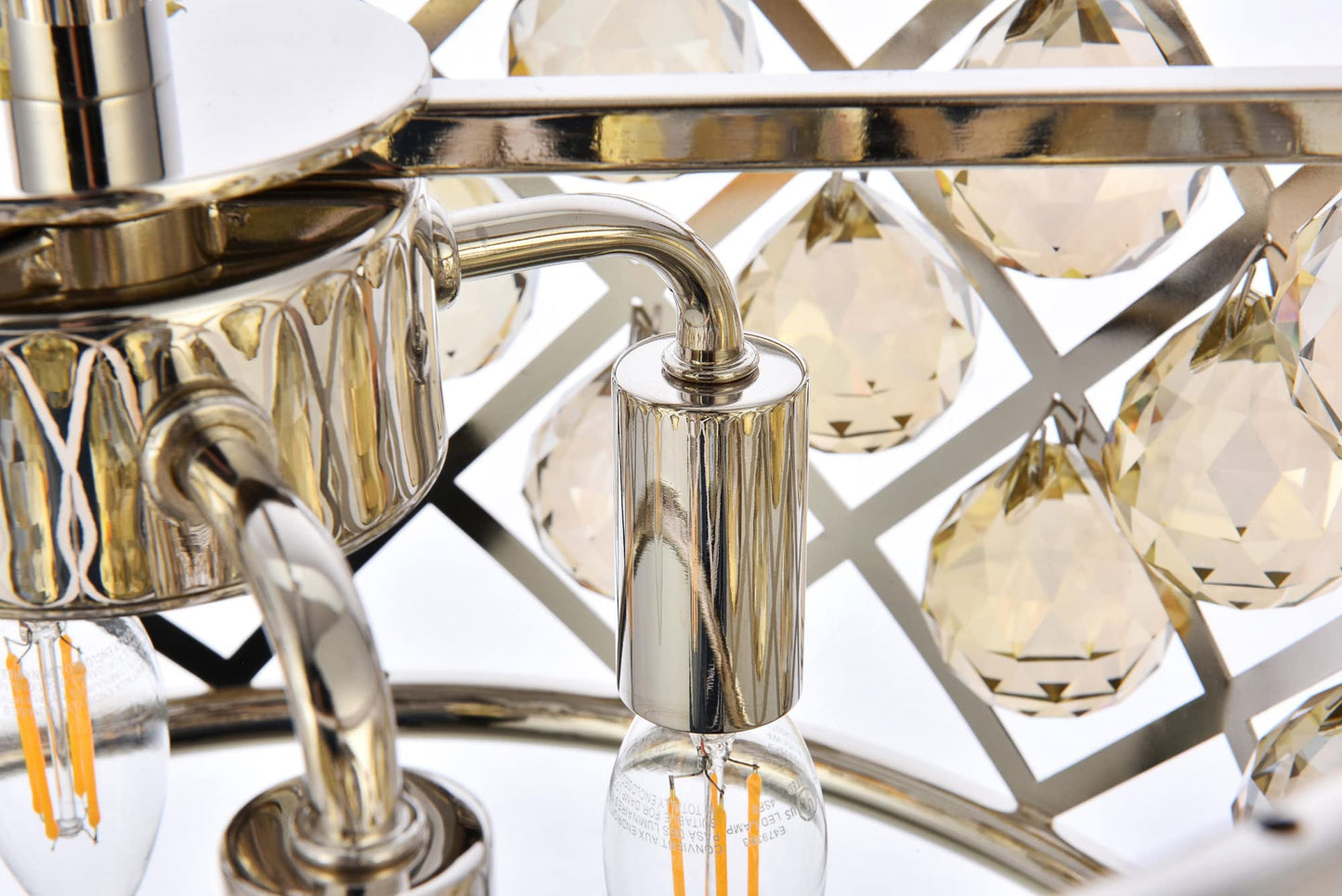 Elegant Lighting 4-Light Pendant Lamp, Polished Nickel Finish, Crystal, 16in Depth x 9in Height, Golden Teak, Model 1214D16PN-GT/RC