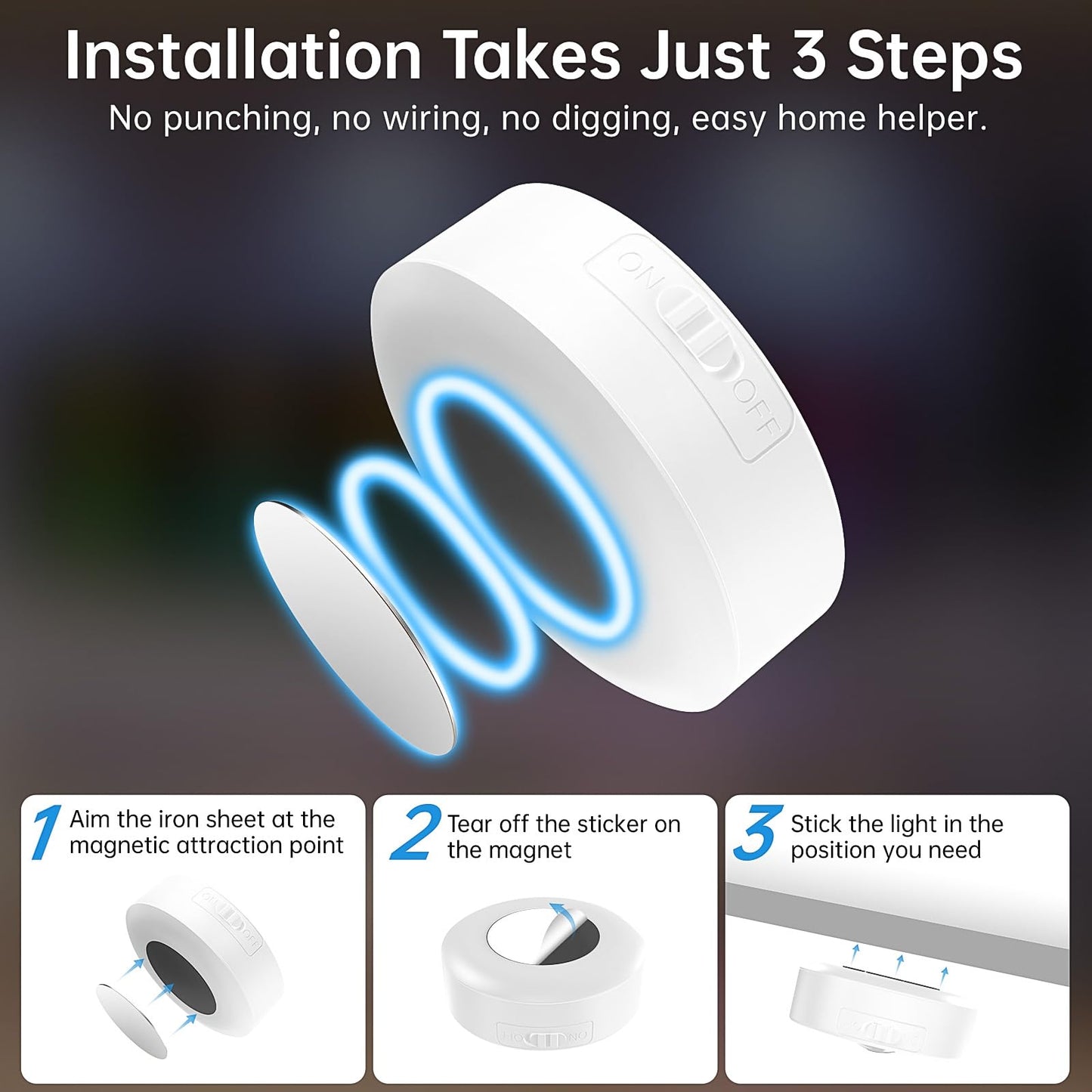 Pzsunly 6 Pack Under Cabinet Lighting Puck Lights With Remote 1200Mah Battery Operated Wireless Cloest Light Under Counter Lights For Kitchen Shelf Hallway