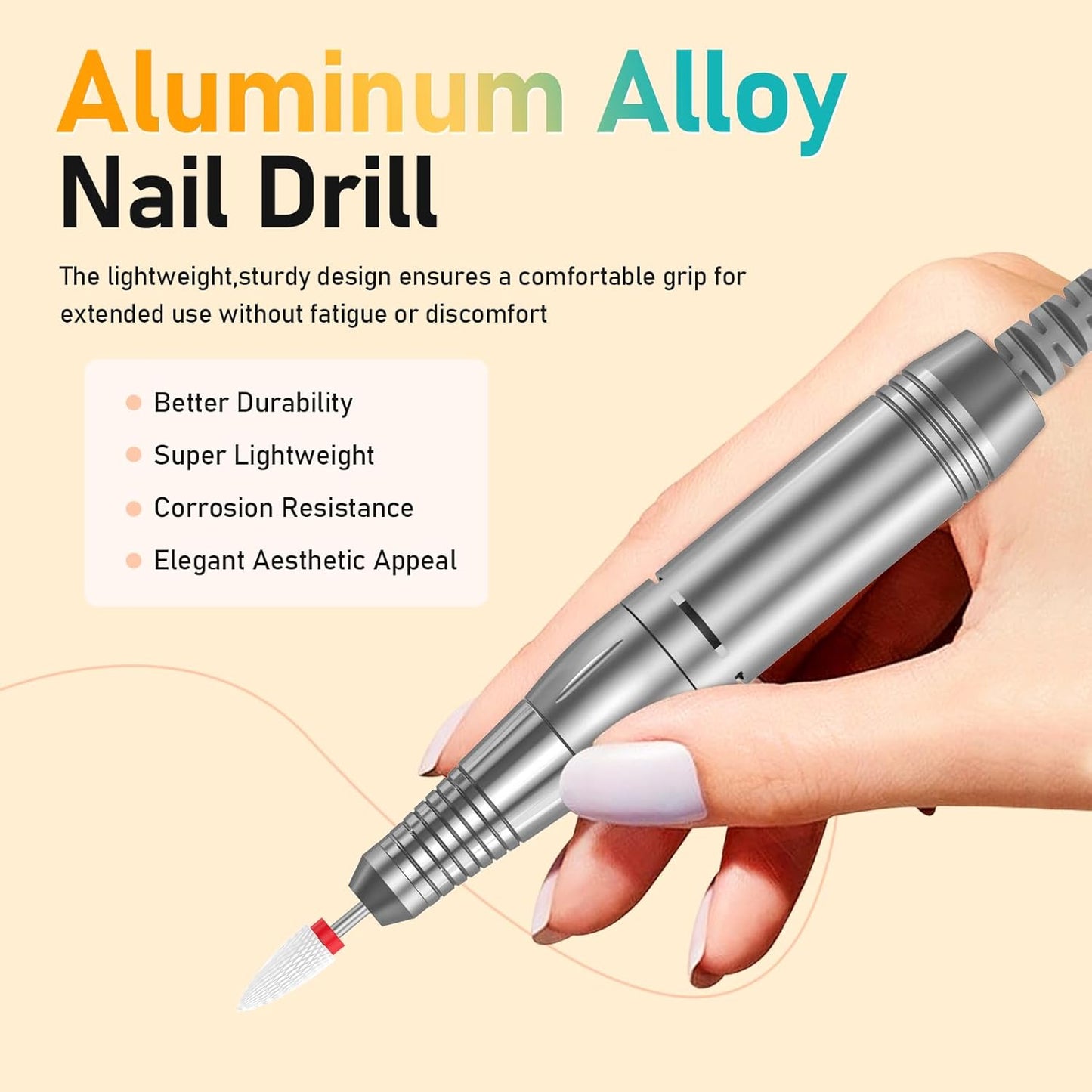 Portable Nail Drill Electric File: 35000RPM Professional Rechargeable Nail E File Machine,for Acrylic Nails Gel Polishing Removing, Cordless Efile with Bits Kit for Manicure Salon Home (Pink)